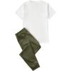 imageSOLY HUX Mens 2 Piece Outfits Graphic Print Short Sleeve T Shirt Tops and Sweatpants Camo Outfit SetArmy Green Letter