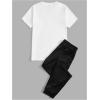 imageSOLY HUX Mens 2 Piece Outfits Graphic Print Short Sleeve T Shirt Tops and Sweatpants Camo Outfit SetBlack and White Letter