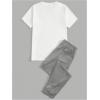 imageSOLY HUX Mens 2 Piece Outfits Graphic Print Short Sleeve T Shirt Tops and Sweatpants Camo Outfit SetLight Grey Letter Print