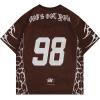 imageSOLY HUX Mens Jersey Shirts Mesh Graphic Tees V Neck Drop Shoulder Short Sleeve Loose Streetwear TopsCoffee Brown Letter