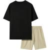 imageSOLY HUX Mens Tracksuits Color Block Print Short Sleeve Tee and Drawstring Shorts Summer 2 Piece SetsBlack Beige Multi
