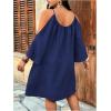 imageSOLY HUX Women Plus Size Summer Dress Cold Shoulder Short Sleeve Casual Loose Short DressesDark Blue