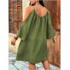 imageSOLY HUX Women Plus Size Summer Dress Cold Shoulder Short Sleeve Casual Loose Short DressesOlive Green