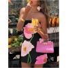 imageSOLY HUX Womens Floral Print Mini Tube Dress Strapless Sleeveless Bodycon DressesBlack Floral