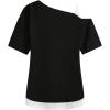 imageSOLY HUX Womens Gothic Grunge Cold Shoulder Short Sleeve T Shirts 2 in 1 Asymmetrical Tee TopsBlack Graphic