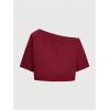 imageSOLY HUX Womens Off The Shoulder Crop Tops Graphic Tees Y2k Short Sleeve Loose Fit T Shirts StreetwearBurgundy Graphic