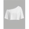 imageSOLY HUX Womens Off The Shoulder Short Sleeve T Shirts 3 Packs Crop Tees Summer Basic TopsBlack Grey White