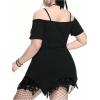 imageSOLY HUX Womens Plus Size Gothic Cold Shoulder Graphic Tee Shirts Short Sleeve Y2k Tops Festival Rave Outfits StreetwearBlack Graphic