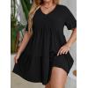 imageSOLY HUX Womens Plus Size V Neck Short Sleeve A Line Ruffle Hem Babydoll Flowy DressBlack