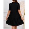 imageSOLY HUX Womens Plus Size V Neck Short Sleeve A Line Ruffle Hem Babydoll Flowy DressBlack