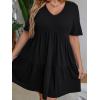 imageSOLY HUX Womens Plus Size V Neck Short Sleeve A Line Ruffle Hem Babydoll Flowy DressBlack