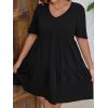 imageSOLY HUX Womens Plus Size V Neck Short Sleeve A Line Ruffle Hem Babydoll Flowy DressBlack