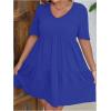 imageSOLY HUX Womens Plus Size V Neck Short Sleeve A Line Ruffle Hem Babydoll Flowy DressPlain Blue
