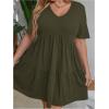 imageSOLY HUX Womens Plus Size V Neck Short Sleeve A Line Ruffle Hem Babydoll Flowy DressPure Army Green