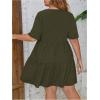 imageSOLY HUX Womens Plus Size V Neck Short Sleeve A Line Ruffle Hem Babydoll Flowy DressPure Army Green
