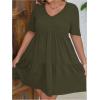 imageSOLY HUX Womens Plus Size V Neck Short Sleeve A Line Ruffle Hem Babydoll Flowy DressPure Army Green