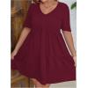 imageSOLY HUX Womens Plus Size V Neck Short Sleeve A Line Ruffle Hem Babydoll Flowy DressPure Burgundy