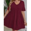 imageSOLY HUX Womens Plus Size V Neck Short Sleeve A Line Ruffle Hem Babydoll Flowy DressPure Burgundy