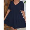 imageSOLY HUX Womens Plus Size V Neck Short Sleeve A Line Ruffle Hem Babydoll Flowy DressPure Dark Blue