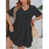 imageSOLY HUX Womens Plus Size V Neck Short Sleeve A Line Ruffle Hem Babydoll Flowy DressPure Dark Grey