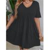 imageSOLY HUX Womens Plus Size V Neck Short Sleeve A Line Ruffle Hem Babydoll Flowy DressPure Dark Grey