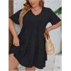 imageSOLY HUX Womens Plus Size V Neck Short Sleeve A Line Ruffle Hem Babydoll Flowy DressPure Grey