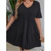 imageSOLY HUX Womens Plus Size V Neck Short Sleeve A Line Ruffle Hem Babydoll Flowy DressPure Grey
