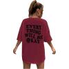 imageSOLY HUX 2024 Jersey Shirts for Women Number Graphic T Shirt V Neck Half Sleeve Oversized Tees Summer Streetwear TopsBurgundy Printed
