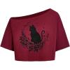 imageSOLY HUX Womens Off The Shoulder Crop Tops Graphic Tees Y2k Short Sleeve Loose Fit T Shirts StreetwearBurgundy Graphic