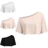 imageSOLY HUX Womens Off The Shoulder Short Sleeve T Shirts 3 Packs Crop Tees Summer Basic TopsBeige Black White