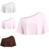 imageSOLY HUX Womens Off The Shoulder Short Sleeve T Shirts 3 Packs Crop Tees Summer Basic TopsLight Pink White Brown