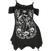 imageSOLY HUX Womens Plus Size Gothic Cold Shoulder Graphic Tee Shirts Short Sleeve Y2k Tops Festival Rave Outfits StreetwearBlack Graphic
