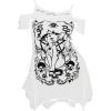 imageSOLY HUX Womens Plus Size Gothic Cold Shoulder Graphic Tee Shirts Short Sleeve Y2k Tops Festival Rave Outfits StreetwearWhite Graphic