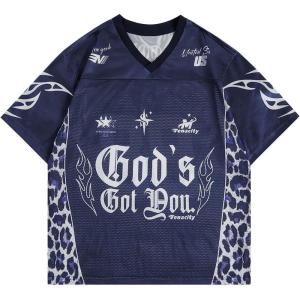 imageSOLY HUX Mens Jersey Shirts Mesh Graphic Tees V Neck Drop Shoulder Short Sleeve Loose Streetwear TopsRoyal Blue Letter