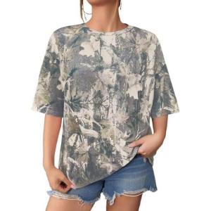 imageSOLY HUX Womens Camo Print T Shirts Loose Short Sleeve Crew Neck Drop Shoulder Tee Tops StreetwearGreen Camo
