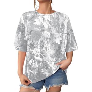 imageSOLY HUX Womens Camo Print T Shirts Loose Short Sleeve Crew Neck Drop Shoulder Tee Tops StreetwearWhite Camo
