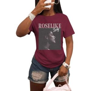 imageSOLY HUX Womens Graphic Tees Letter Print Short Sleeve Drop Shoulder Casual T Shirt TopsRed Graphic