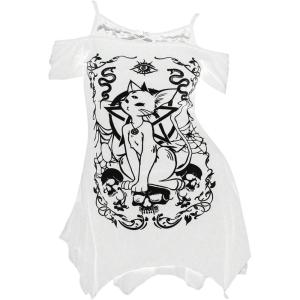 imageSOLY HUX Womens Plus Size Gothic Cold Shoulder Graphic Tee Shirts Short Sleeve Y2k Tops Festival Rave Outfits StreetwearWhite Graphic