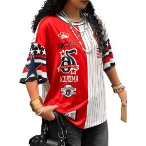 imageSOLY HUX Womens Y2k Graphic TShirts Drop Shoulder Short Sleeve Baggy Tee Tops StreetwearRed Graphic