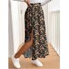 imageSOLY HUX Womens Floral Skirts High Waisted Split Swing Flowy Boho Vacation Long SkirtBlack Floral
