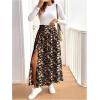 imageSOLY HUX Womens Floral Skirts High Waisted Split Swing Flowy Boho Vacation Long SkirtBlack Floral