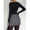imageSOLY HUX Womens High Waisted A Line Mini Tweed Skirt Elegant Work Office SkirtsPure Grey