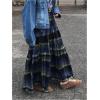 imageSOLY HUX Womens Plaid Maxi Skirt Elastic High Wasited Tiered Ruffle A Line Flowy Long SkirtsBlue Plaid
