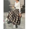 imageSOLY HUX Womens Plaid Maxi Skirt Elastic High Wasited Tiered Ruffle A Line Flowy Long SkirtsBrown Plaid
