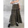 imageSOLY HUX Womens Plaid Maxi Skirt Elastic High Wasited Tiered Ruffle A Line Flowy Long SkirtsGreen Plaid
