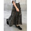imageSOLY HUX Womens Plaid Maxi Skirt Elastic High Wasited Tiered Ruffle A Line Flowy Long SkirtsGreen Plaid