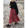 imageSOLY HUX Womens Plaid Maxi Skirt Elastic High Wasited Tiered Ruffle A Line Flowy Long SkirtsMulti Red Plaid