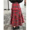 imageSOLY HUX Womens Plaid Maxi Skirt Elastic High Wasited Tiered Ruffle A Line Flowy Long SkirtsMulti Red Plaid