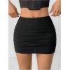 imageSOLY HUX Womens Y2k Ruched Mini Skirt Mesh Elastic Waist Bodycon Skirts Going Out OutfitPlain Black