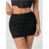imageSOLY HUX Womens Y2k Ruched Mini Skirt Mesh Elastic Waist Bodycon Skirts Going Out OutfitPlain Black